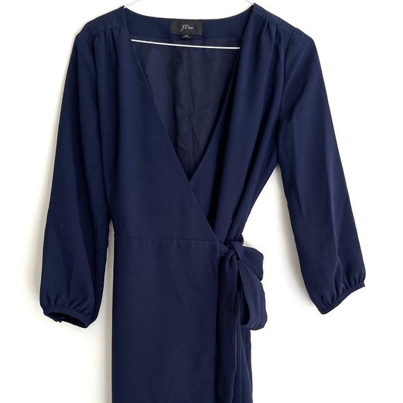 J. Crew Crepe Navy 365 Wrap Dress - Picture 2 of 5